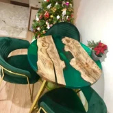 Журнальный столик Ель R90 из карагача и эпоксидной смолы фото 3