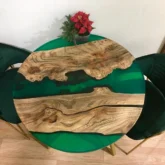 Журнальный столик Ель R90 из карагача и эпоксидной смолы фото 4